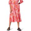 Amazon Essentials Gonna Midi a Trapezio a Vita Media in Raso di Cotone (Top Venduto Separatamente) Donna, Rosso Papavero Brillante Multi Folk Floral, L