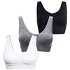 Glamexx24 Reggiseno da donna, senza cuciture, senza lacci, push up, yoga, sport, set da 3 nero, grigio, bianco. XXL