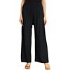 L S U Pantaloni da donna a palazzo, svasati, elasticizzati, a gamba larga, casual, morbidi, comodi, alla moda, Nero , 4XL
