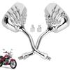 HERCHR Specchietti retrovisori, 2 pezzi, filettatura 8 mm, 10 mm, cromati, universali, HD, moto, scheletro, manubrio manuale, riflettore per bicicletta, ATV, scooter, e-bike