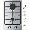 IsEasy 31cm Piano Cottura Domino 2 Fuochi Built-in Griglie piattina Inox METANO O GPL