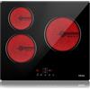 IsEasy Piano Cottura Elettrico Vetroceramica Incasso 59cm 3 Fuochi 5500W 220V