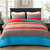 Exclusivo Mezcla Piumino letto Matrimoniale con 2 federe, Piumino trapuntato con motivo Bohomian per tutte le stagion, leggero e caldoi, 220x230 CM, Blu Boho