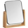 YEAKE Specchio da trucco con ingrandimento 3X su entrambi i lati, con supporto in bambù, 21 x 18 cm, montaggio da tavolo, rettangolare, grigio scuro