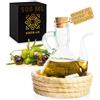 Viste-lo Oliera vetro semi-artigianale dispenser olio bottiglia olio vetro oliva salvagoccia olio contenitore porta olio || Bottiglie dosatore olio | dispenser olio da cucina oliera da tavola (500 ML CESTINO)