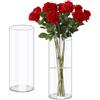 Olrla Set di 2 vasi per fiori in acrilico trasparente in plastica infrangibile per composizioni floreali, centrotavola, fai da te (29.5x8.8 and 30x10cm)