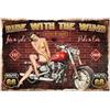 GLOBLELAND Ride With The Wind Garage Motocicletta Donna Targa In Metallo 12x8 Pollici Targa Da Giardino Artistica Poster Decorazione Da Parete per Casa Cucina