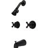 Kingston Brass KB245AX Rubinetto per vasca e doccia a doppia maniglia con maniglia a croce decorativa, bronzo lucidato a olio