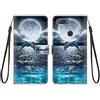 KARTXITAI Cover Compatibile con Xiaomi Mi 8 Lite PU Pelle TPU Silicone Portafoglio Magnetica con Disegni Motivo Animale Flip Custodia in Libro Slot Schede Custodia-Delfini,mare,luna,cielo