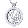Morella Collana Donna in Acciaio Inox con Coins Moneta amuleto Ciondolo Rotondo 33 mm Stelle Color Argento in Sacchetto di Velluto