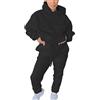 Generico Tuta Donna da Ginnastica Invernale Casual Tuta Sportiva Donna Larga Fitness Camminata Outfit Maniche Lunghe Suit con Tasca Tuta da Casa Donna Due Pezzi Tuta da Casa Set