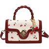JeVenis Borsa a tracolla rosso ciliegia per le donne portachiavi ciliegia borsa in pelle piccola borsa a tracolla borse moda pochette, rosso bianco