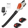 Qiebenav Soffiatore di foglie senza fili 24 V con 2 batterie e caricabatterie, soffiatore a batteria leggera elettrica per giardino, pulizia foglie, neve, polvere