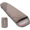 qeedo Buddy 8 sacco a pelo outdoor estivo (8-25 °C) 3 stagioni - sacco a pelo mummia per adulti e ragazzi (fino a 200 cm), compatto e leggero - sand