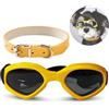 BSITSSS Occhiali per Cani Taglia Piccola, Pieghevole Occhiali da Sole per Cani e Gatti, Protezione UV, Regolabile, con Collari per Pet, Giallo