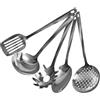 Fackelmann Set di utensili da cucina 5 pezzi, mestoli in acciaio inossidabile, utensili lavabili in lavastoviglie, mestoli da cucina resistenti al calore