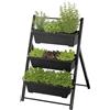 Maximex Letto rialzato Letto Verticale per Piante a 3 Livelli con fioriere Rimovibili e inclinazione Regolabile plastica Resistente 56,5x85x61 cm Nero