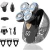 SaikerMan Rasoi per la testa da uomo, 5 in 1, rasoio elettrico rotativo senza fili, con testa galleggiante 5D, impermeabile, per bagnato/asciutto e ricaricabile tramite USB, kit per la toelettatura da uomo con