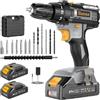Bamse Avvitatore a Batteria, Bamse Trapano Avvitatore Batteria 21V, Trapano Elettrico 42N.m con 2 Batterie da 2.0Ah, 2 Velocità, 18+1 Coppie, 14 Accessori, Luce a LED Per Fai da te, Casa e Giardino Grigio