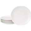 Navaris Servizio Piatti Piani Moderni Design - Set di Piatti 6 Persone Colorati Particolari - Piatto Piano Gourmet - Piattini da Dolce o Insalata in Ceramica - Bianco Effetto Lino
