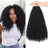 Samtress Confezione da 8 extension di capelli ricci pre-ricci all'uncinetto, 35,5 cm, colore nero, mini passion twist, micro crespi ricci, capelli sintetici, per donne nere (#1B)