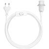 kwmobile Cavo Porta-Lampada con Interruttore - Filo Porta-lampade a Sospensione - Attacco Lampadina E14 - Corda Lunga 5m Rivestita in Tessuto Bianco