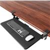 NearHub Grande vassoio per tastiera estraibile sotto la scrivania con sistema di montaggio a morsetto a C extra robusto, 66 cm (76,2 cm inclusi morsetti) x 27,9 cm piattaforma scorrevole per computer