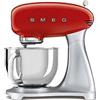 Smeg, Impastatrice Planetaria SMF02RDEU, 10 Velocità, Smooth Start, Ciotola da 4,8 L, Sicurezza Blocco Motore, Frusta Filo, Frusta Piatta, Gancio e Coperchio Versatore in Dotazione, 800W, Rosso