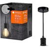 LEDVANCE Vintage 1906 Lampada a sospensione Bobbin E27, Black, Max. 25W, LED 15W, presa E27, baldacchino rotonde, lampada a sospensione interna, combinazione con 1906 lampade vintage o intelligenti