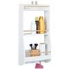 Relaxdays Mensola da Cucina, 75x38,5x17,5 cm, 3 Ripiani Portaspezie, Scaffale Bagno 6 Ganci Portasciugamani, MDF e bambù, Metallo, Fibra di Legno