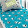 Bedlam Lenzuolo con angoli per letto singolo (190 x 90 x 25 cm), motivo palloni da calcio, colore: blu acqua