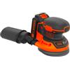 Black & Decker Levigatrice per legno rotorbitale batteria litio 18V - 1.5Ah Velocità 12000 giri/min con Sacchetto Raccoglipolvere - BDCROS18-QW