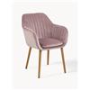 AC Design Sedia con braccioli in velluto e gambe in legno Emilia