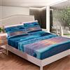 Loussiesd Ocean Sea Wave Lenzuolo con angoli elasticizzati per bambini e ragazze hawaiane spiaggia lenzuola set tramonto estate vacanze vacanze vacanze 2 pezzi singolo 1 lenzuolo con angoli + 1 federa cuscino