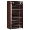 BAKAJI Scarpiera Armadio Salvaspazio 11 Ripiani 60x30x175cm Fino a 30 Paia di Scarpe Struttura Acciaio e Rivestimento in Tessuto TNT Impermeabile con Chiusura Zip Antipolvere (Marrone)