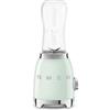 Smeg, Frullatore da Tavolo Compatto PBF01PGEU, 2 Livelli di Velocità, Sicurezza Blocco Motore, 2 Bottiglie da 600 ml in Dotazione, Base Antiscivolo, Avvolgicavo Integrato, 300W, Verde Pastello