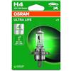 OSRAM ULTRA LIFE, H4, lampada per fari alogena, blister singolo (1 lampada)