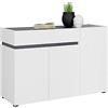 Kitaly | Modello Bob Mobiletto Madia Multiuso, Pannello Nobilitato con Melaminico e Laccato Lucido, Made in Italy, Bianco, 3 Ante, 2 Ripiani e 1 Cassetto Basso