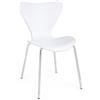 KONTE.DESIGN Set di 4 sedie TESSA in polipropilene bianco e gambe acciaio cromato