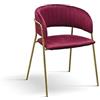 KONTE.DESIGN Set di 2 sedie ORCHIES in tessuto effetto velluto bordeaux e struttura in metallo color oro