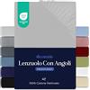 Dreamzie Lenzuola Matrimoniali Cotone 160x200 cm, Altezza Materasso fino a 27 cm - Coprimaterasso Matrimoniale - Grigio - Certificato senza Prodotti Chimici (Oeko TEX)