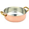 Baldassare Agnelli Pentole Agnelli ALCU10628 Casseruola Bassa in Rame con 2 Maniglie in ottone, Rame liscio stagnato a mano, 28 cm