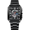 RORIOS Orologio Rettangolare da Uomo - Moda Analogico Quarzo da Polso, Impermeabile, Luminoso, Cinturino in Acciaio Inossidabile Bianco Nero A