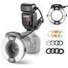 NEEWER RF1-C Flash Anulare Macro Compatibile con Canon, 76Ws GN15 5600K E-TTL Ring Light, Uscita 1-1/128, Sync Tendina Anteriore/Posteriore, Gel Colorati, Anelli Adattatori Obiettivi per Foto Macro
