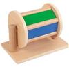 YATOSEEN Giocattolo Tamburo Rotante, Giocattoli Montessori in legno per Bambini, Giocattoli Sensoriali, Giocattolo Rotante Color Arcobaleno con Specchio e Campanello