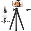 NEEWER Treppiede Flessibile con Telecomando, Mini Cavalletto Fotocamera con Porta Telefono Nascosto e Attacco Action Cam Compatibile con iPhone GoPro Hero 12 11 10 DJI Insta360 Samsung per Vlog, TP34