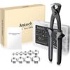 Justech Kit Pinza per Fascette Stringitubo e 100pz Clip Orecchio Singolo Stepless 5.8-21mm Set Pinza Morsetto Stringi Tubo in Acciaio Inox 304 Apertura 32mm con Collari Serraggio Tubi 10 Misure