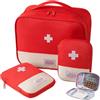 Hshenjhu 3 Pezzi Borsa Pronto Soccorso, Impermeabile Kit di Pronto Soccorso Vuota, Alta Capacità Borsa Medica Portatile Sportiva, Porta Medicine per Viaggi, Emergenze, Ufficio, Outdoor (Rosso)