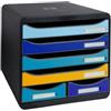 EXACOMPTA Cassettiera Big Box Maxi Bee Blue - 6 cassetti A4 - nero-multicolore - Exacompta (unità vendita 1 pz.)