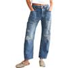 ticticlily Pantaloni Donna Baggy Barrel Jeans Larghi a Vita Media Pantalone Denim Gamba Dritta Larga Casuale Balloon Boyfriend Hiphop Jeans Pants A2 Blu L